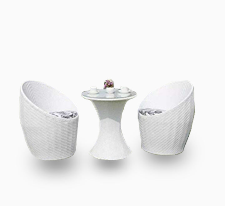 3 Piece Balcony Bird’s Nest Rattan Chairs (white)