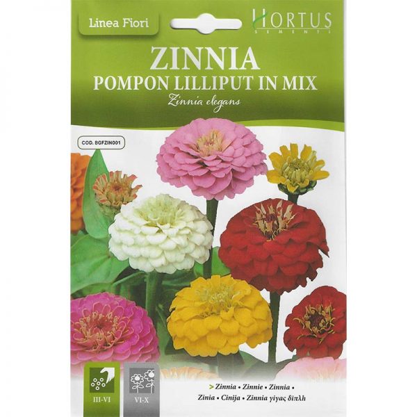 Zinnia Mix “Zinnia Pompon Lilliput in Mix” Premium Quality Seeds by Hortus
